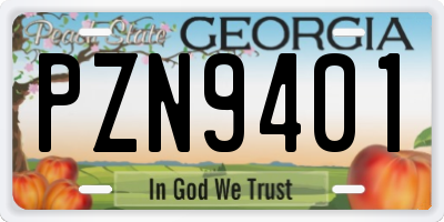 GA license plate PZN9401