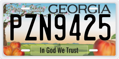 GA license plate PZN9425
