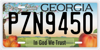 GA license plate PZN9450