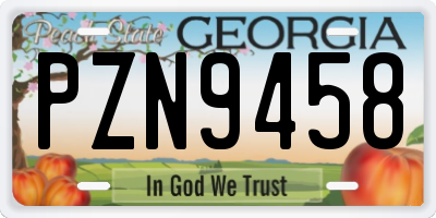 GA license plate PZN9458