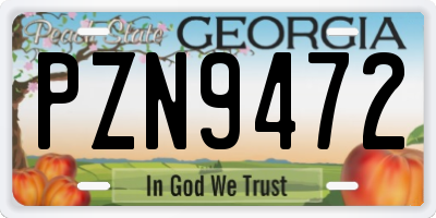 GA license plate PZN9472