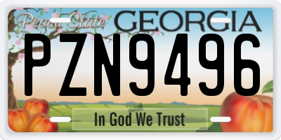 GA license plate PZN9496