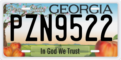 GA license plate PZN9522