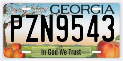 GA license plate PZN9543