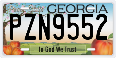 GA license plate PZN9552