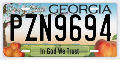 GA license plate PZN9694