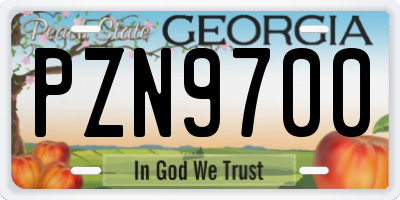 GA license plate PZN9700