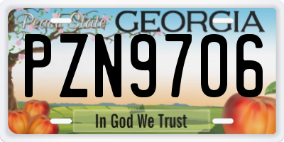 GA license plate PZN9706