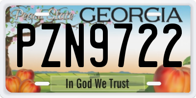 GA license plate PZN9722