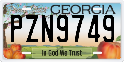 GA license plate PZN9749
