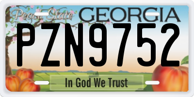 GA license plate PZN9752
