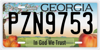 GA license plate PZN9753
