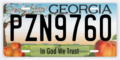 GA license plate PZN9760