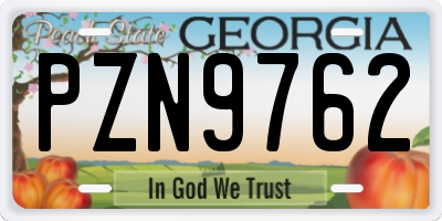 GA license plate PZN9762
