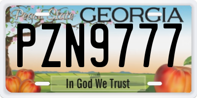 GA license plate PZN9777