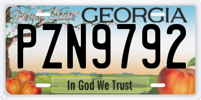 GA license plate PZN9792