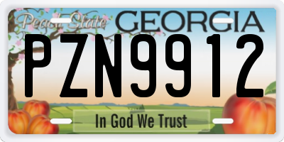 GA license plate PZN9912