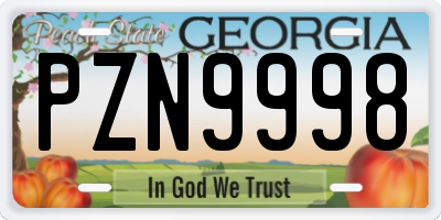 GA license plate PZN9998