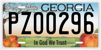 GA license plate PZO0296