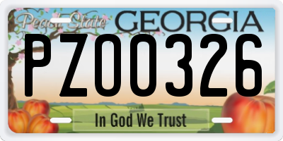 GA license plate PZO0326