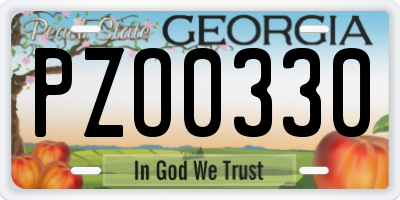 GA license plate PZO0330