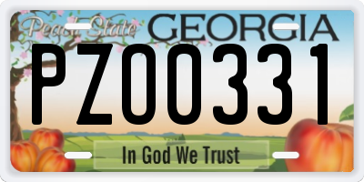 GA license plate PZO0331