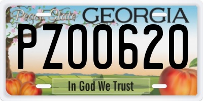 GA license plate PZO0620