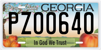 GA license plate PZO0640