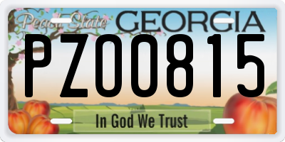 GA license plate PZO0815
