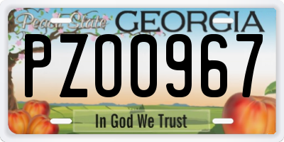 GA license plate PZO0967