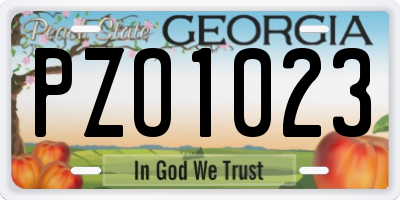 GA license plate PZO1023