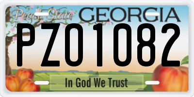 GA license plate PZO1082