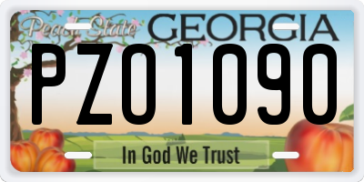 GA license plate PZO1090