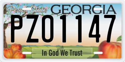 GA license plate PZO1147