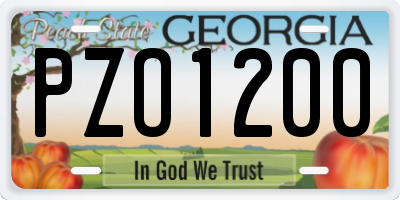 GA license plate PZO1200