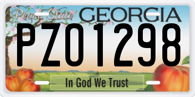 GA license plate PZO1298