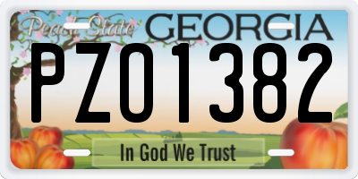 GA license plate PZO1382