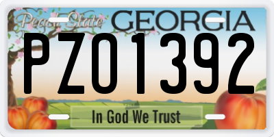 GA license plate PZO1392