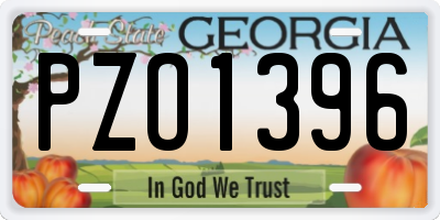 GA license plate PZO1396