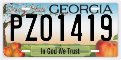 GA license plate PZO1419