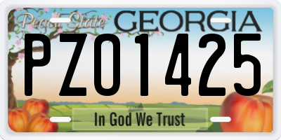 GA license plate PZO1425