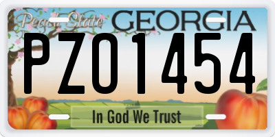 GA license plate PZO1454