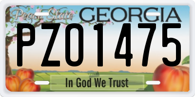 GA license plate PZO1475