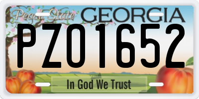 GA license plate PZO1652