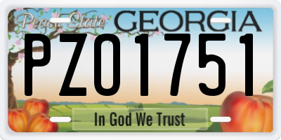 GA license plate PZO1751