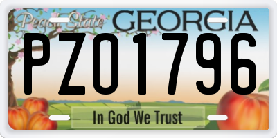 GA license plate PZO1796