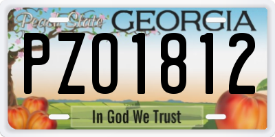 GA license plate PZO1812