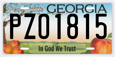 GA license plate PZO1815