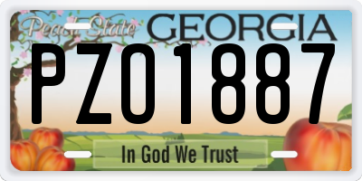 GA license plate PZO1887