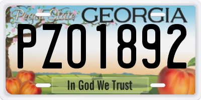 GA license plate PZO1892